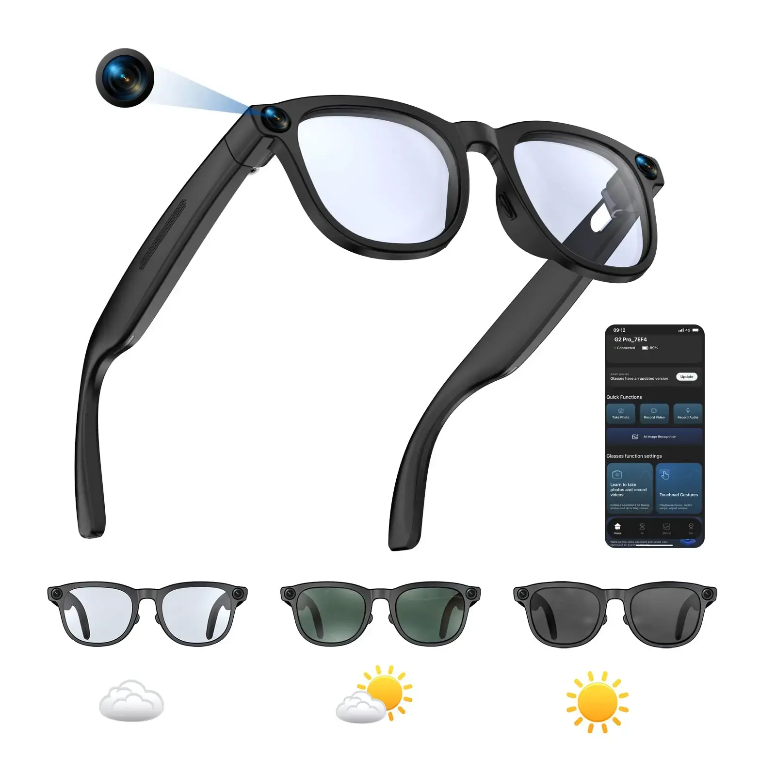 Buy dkian smart ai camera glasses g2 1200P hd video recording Eyewear ...