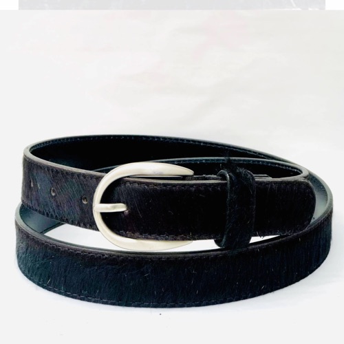 Black Hair-on Leather Belt - 1