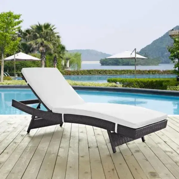 swimming pool seagrass wicker woven chaise lounge with wheels