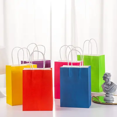 Buy 6x4x8 inch Full Colored Paper Gift Bags - Multicolor Pack (Small ...