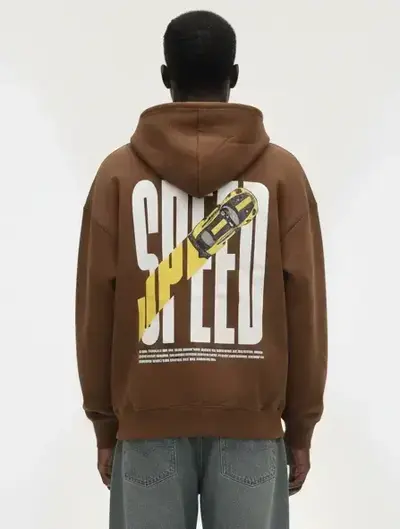 Oversized Speed Zipper Hoodie Brown | Men