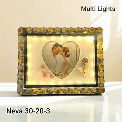 RESIN RECTANGLE NEVA LED FRAME GOLDEN | Creative Products