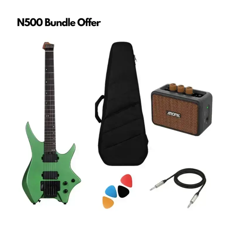 Buy HEX N500 Emerald Green Headless Electric Guitar Bundle Offer