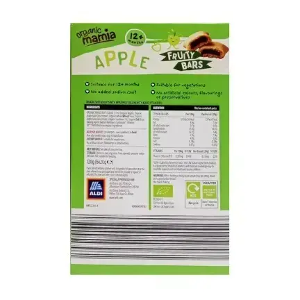 Organic Mamia Fruity Bars Apple 120g 12 plus Months Pack of Finger Food