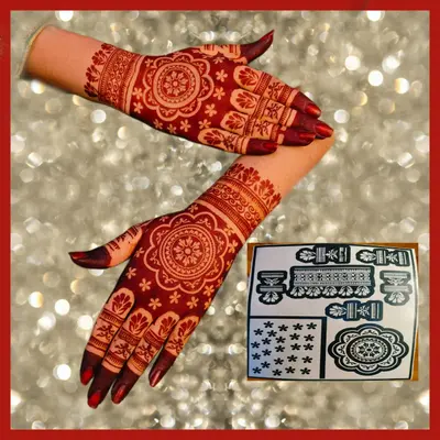 Image Back Side Semi Bridal Henna Stencil