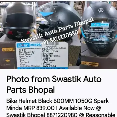 Buy Bike Helmet Black 600MM 1050G Spark Minda MRP I