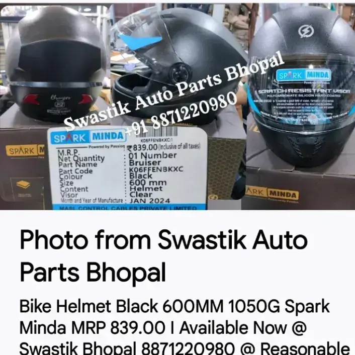 Bike Helmet Black 600MM 1050G Spark Minda MRP I Available Now  Swastik B