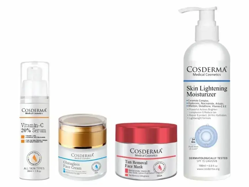 Buy Cosderma Tan Removal & Skin Lightening Combo – Glutagloss Face Cream, Tan Removal Face Mask, Vitamin C 20% Serum