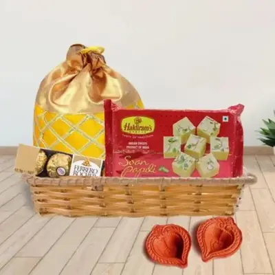 Ambrosial Gift of Rocher Sweets n Exotic Dry Fruits in Bag