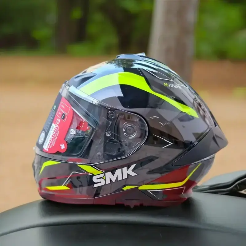 Smk helmet neon green and grey dual visor Small