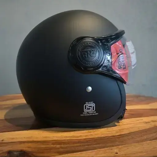 Buy Royal Enfield helmet open half face small visor matt dull