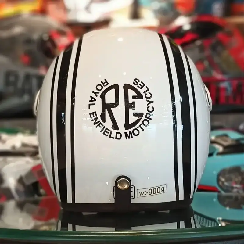 Royal Enfield open half face white helmet Small