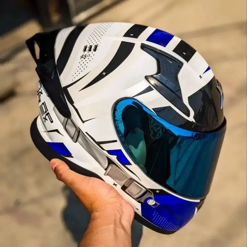 Buy AXOR APEX WHITE BLUE GLOSSY HELMET online at best price THE