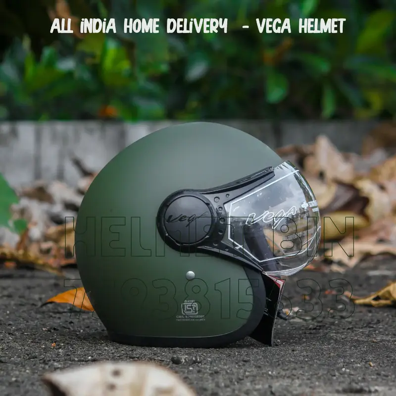 Buy Vega Dull Army Green Helmet open face half online at best
