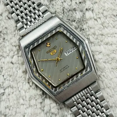 Buy VINTAGE SEIKO 5 AUTOMATIC GREY DIAL MOVEMENT NO 6349-5420 DAY