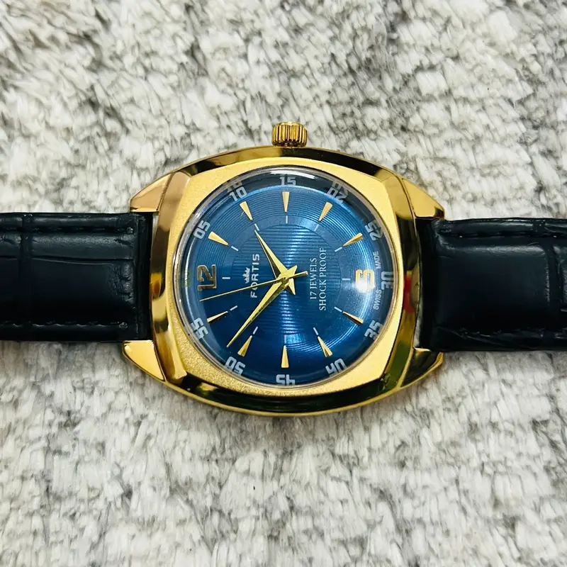 Buy Vintage Beautiful MOD Fortis Hand Winding 17Jewels Blue Dial