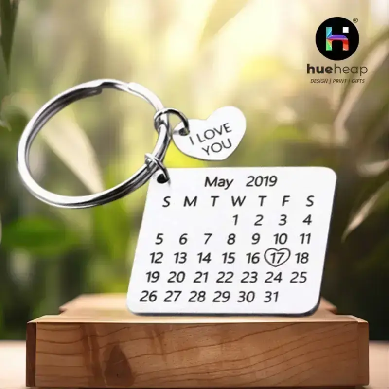 Buy Personalised Calendar Keychain With Name Heart online at best