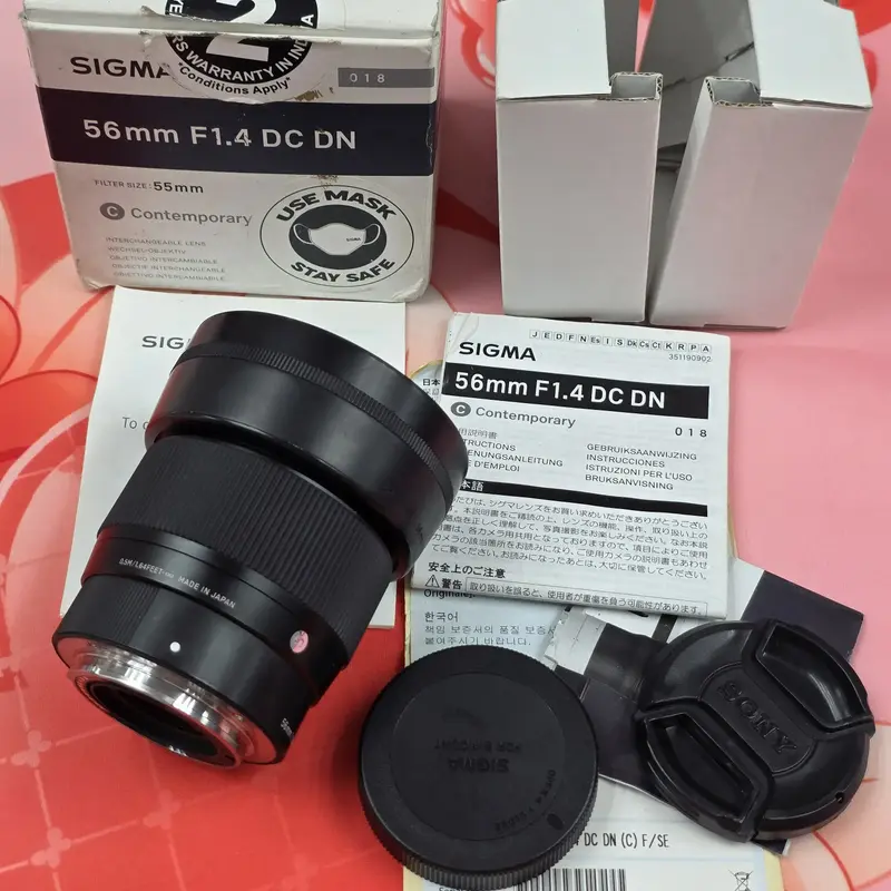 Pre-Owned For sony Sigma 56mm DC DN Contemporary Lens for E-Mount  Mirrorless Cameras (APS-C Format, Black)