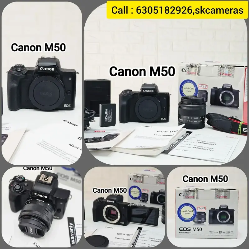 Canon m50 Mirrorless Camera with EF-M 15-45mm Lens full kit