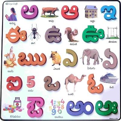 Buy Wooden Telugu Alphabet Puzzle Board - Vowels online at best price