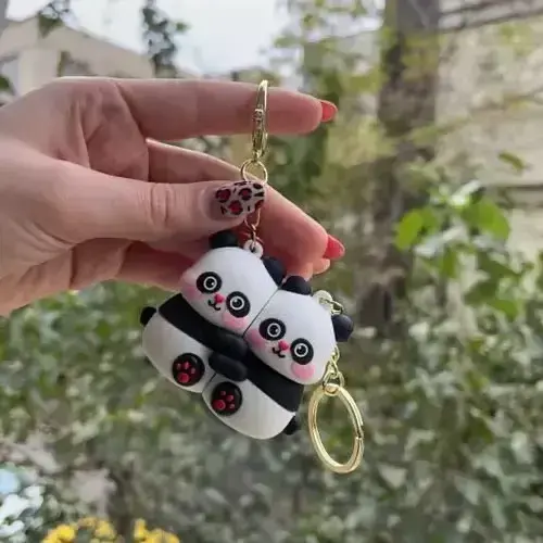 Hugging Panda Couple Keychain - Main Image