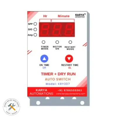 Karya Timer & Dry Run Auto Switch for 3 Phase Motors with Overload ...