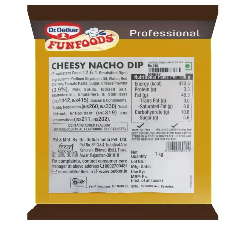 Buy Dr. Oetker Funfoods Cheesy Nacho Dip 1Kg online at best price