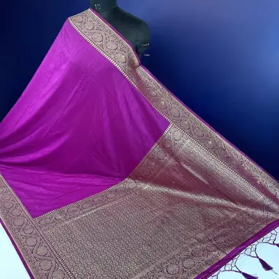 Image Semi Silk Butta Saree Mitten Purple Colour