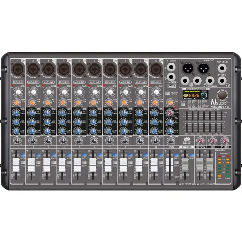 Melody12 Nx Audio Mixer - 12 Channel Pro Sound Console