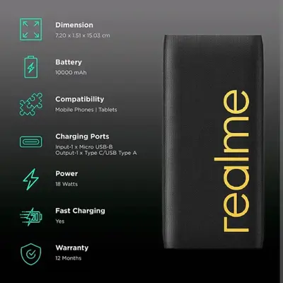 Buy realme Power Bank 10000 mAh 18W Fast Charging Power Bank