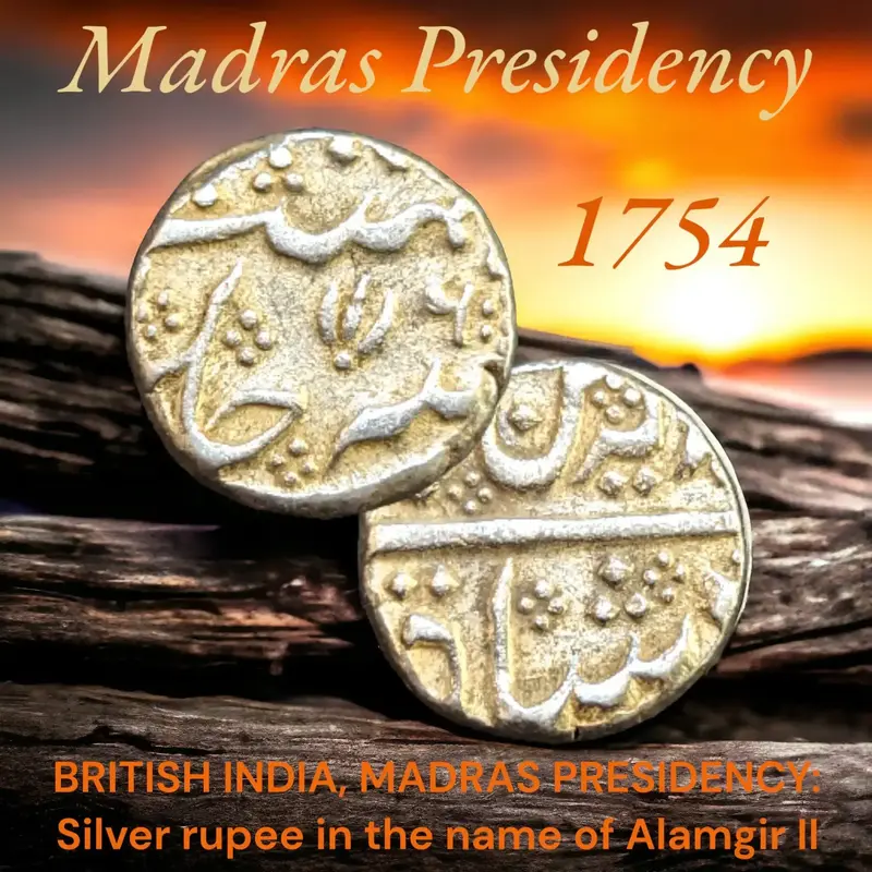 Buy British India Madras Presidency Alamgir II Silver Rupee - Open