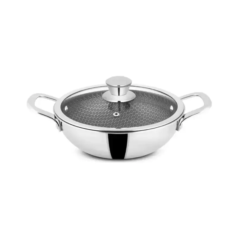 Buy Orange Triply Stainless Steel Honeycomb Non Stick Deep Kadai