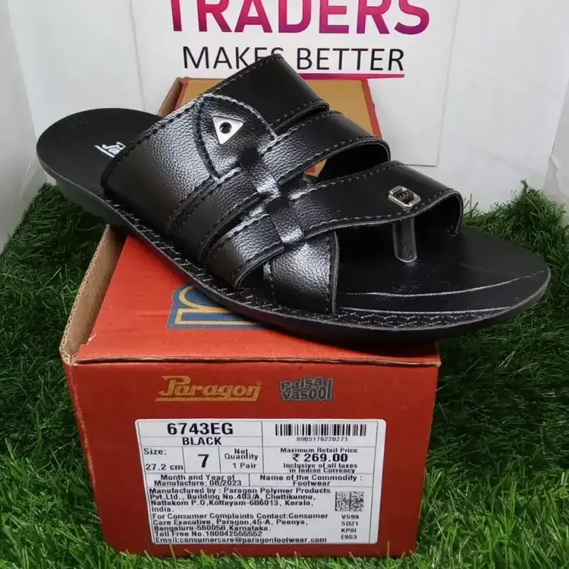 Buy Paragon Men's Black Casual Chappal online at best price