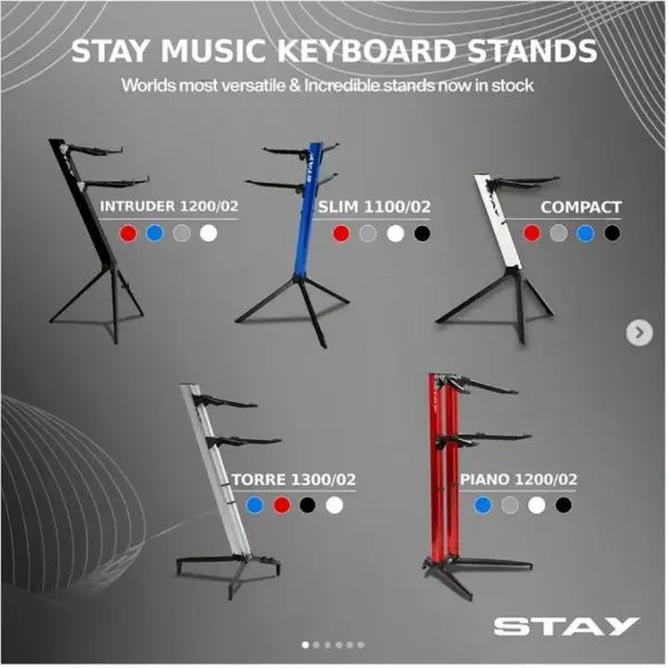 STAY キーボードスタンド Slim 1100/02 湾曲型アーム ブラック | STAY