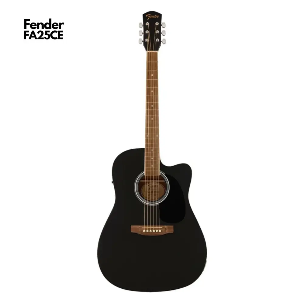 Fender FA25CE Semi Acoustic Guitar Black - 1