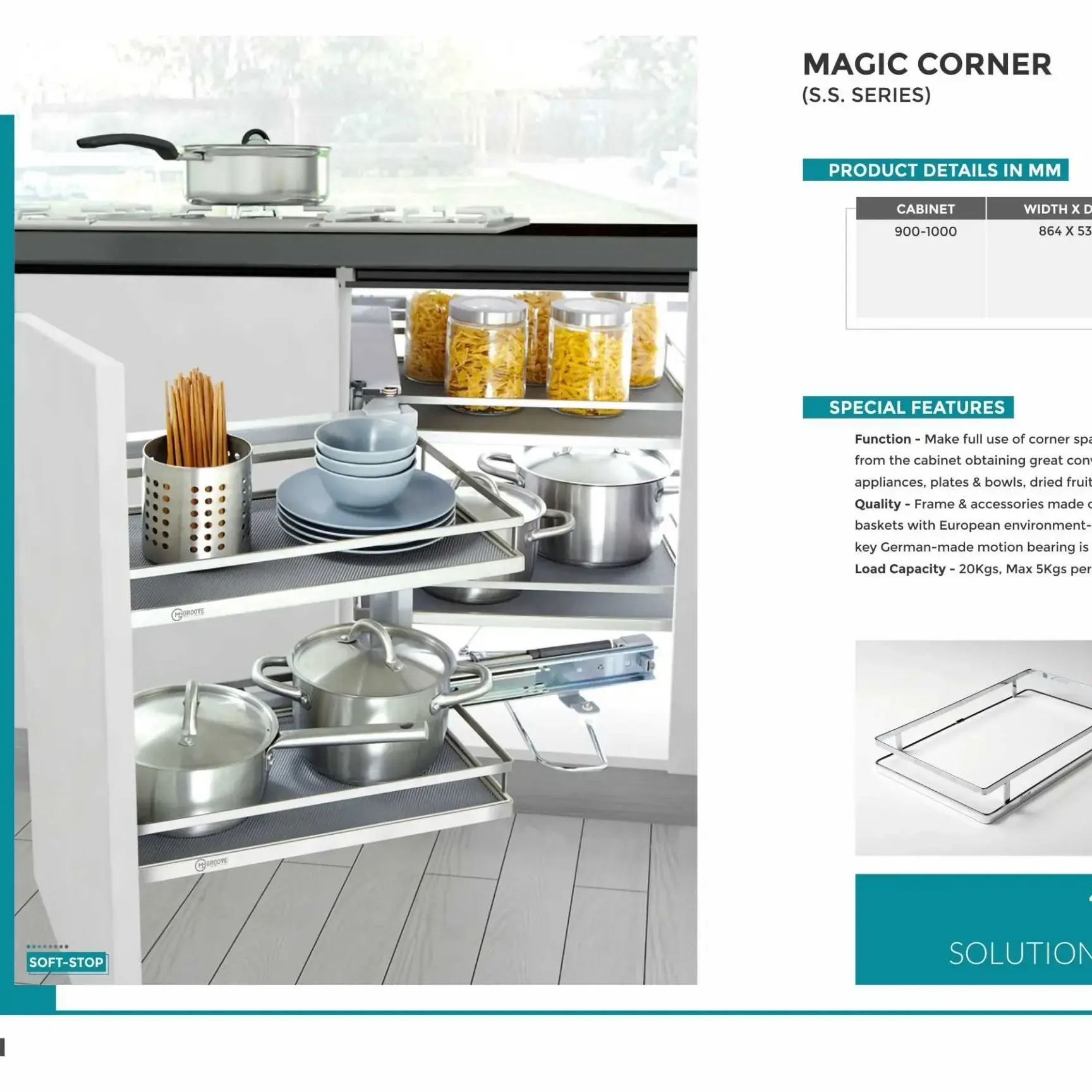 Magic Corner L/R Ss Chrome 864x530x (620-750) - 1