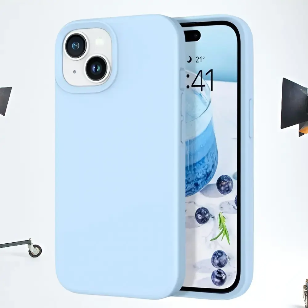 Buy Smooth Finish Silicone Back Cover Sky Blue i Phone 15 online