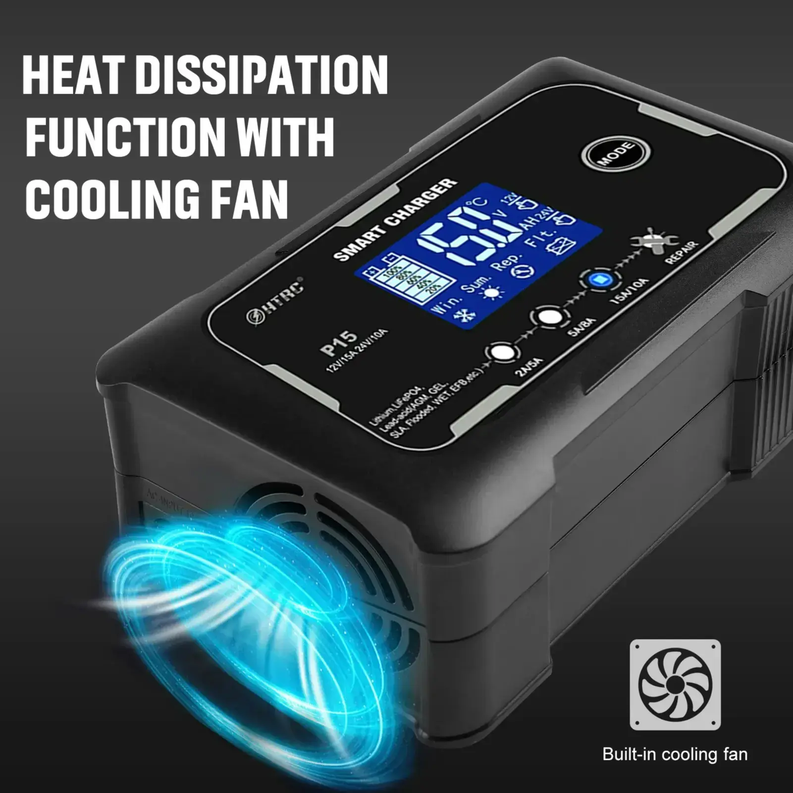 Car Battery Charger 12V/15A 24V/10A Smart Charger