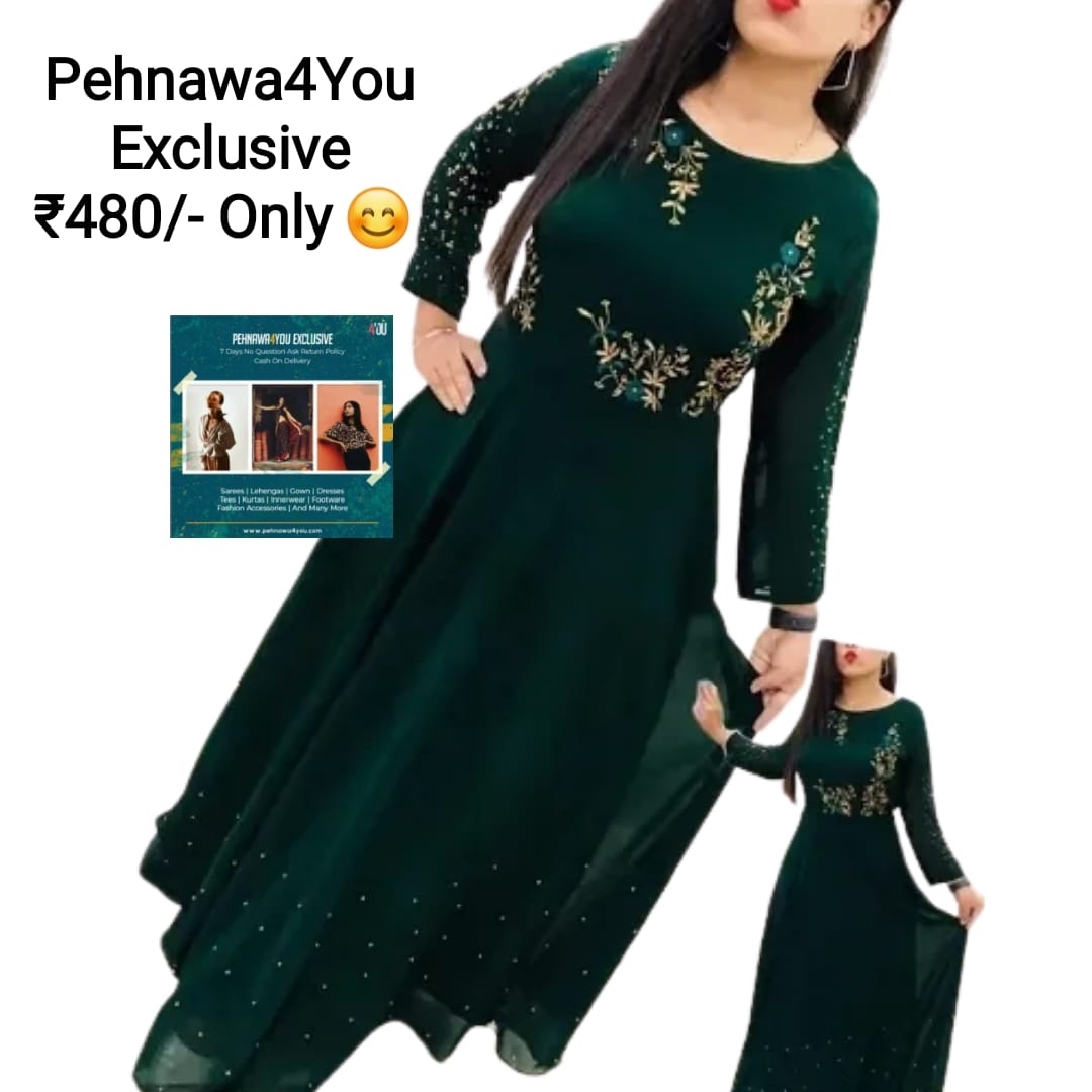 Designer Georgette Embroidered Gown A - 1