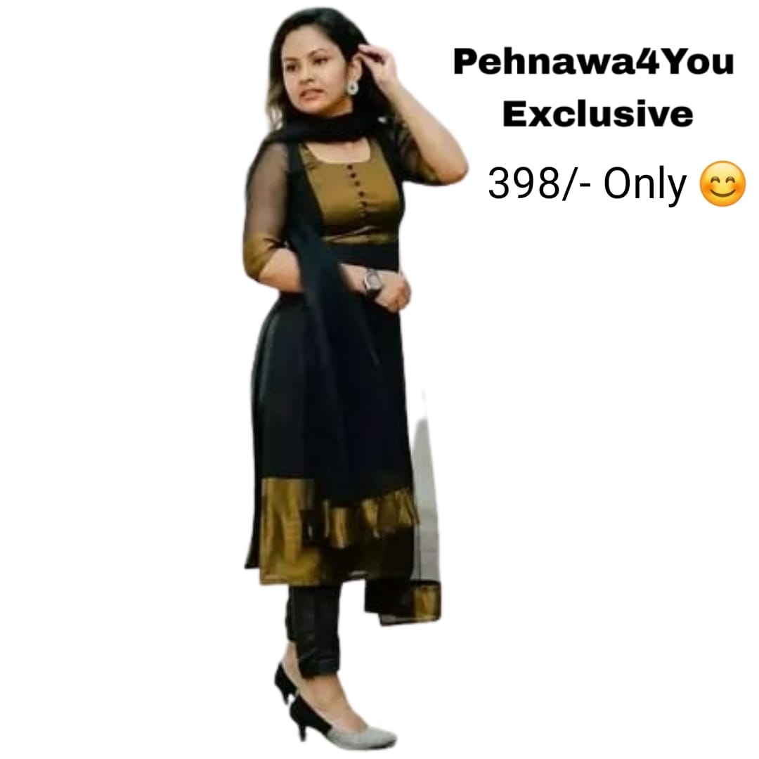 Georgette Kurta Bottom Dupatta Set C - 1