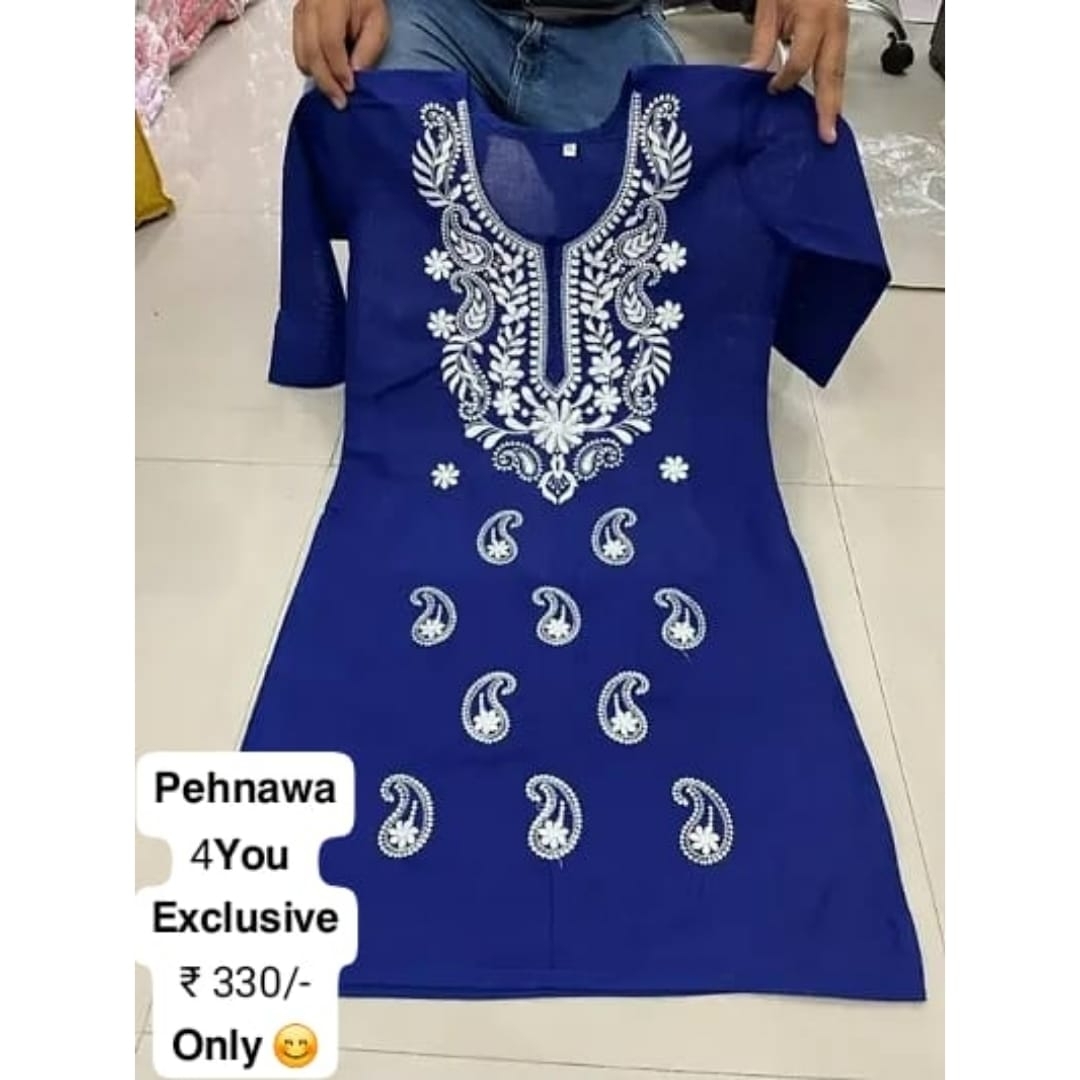 Designer Cotton Chikankari Kurta A - 1