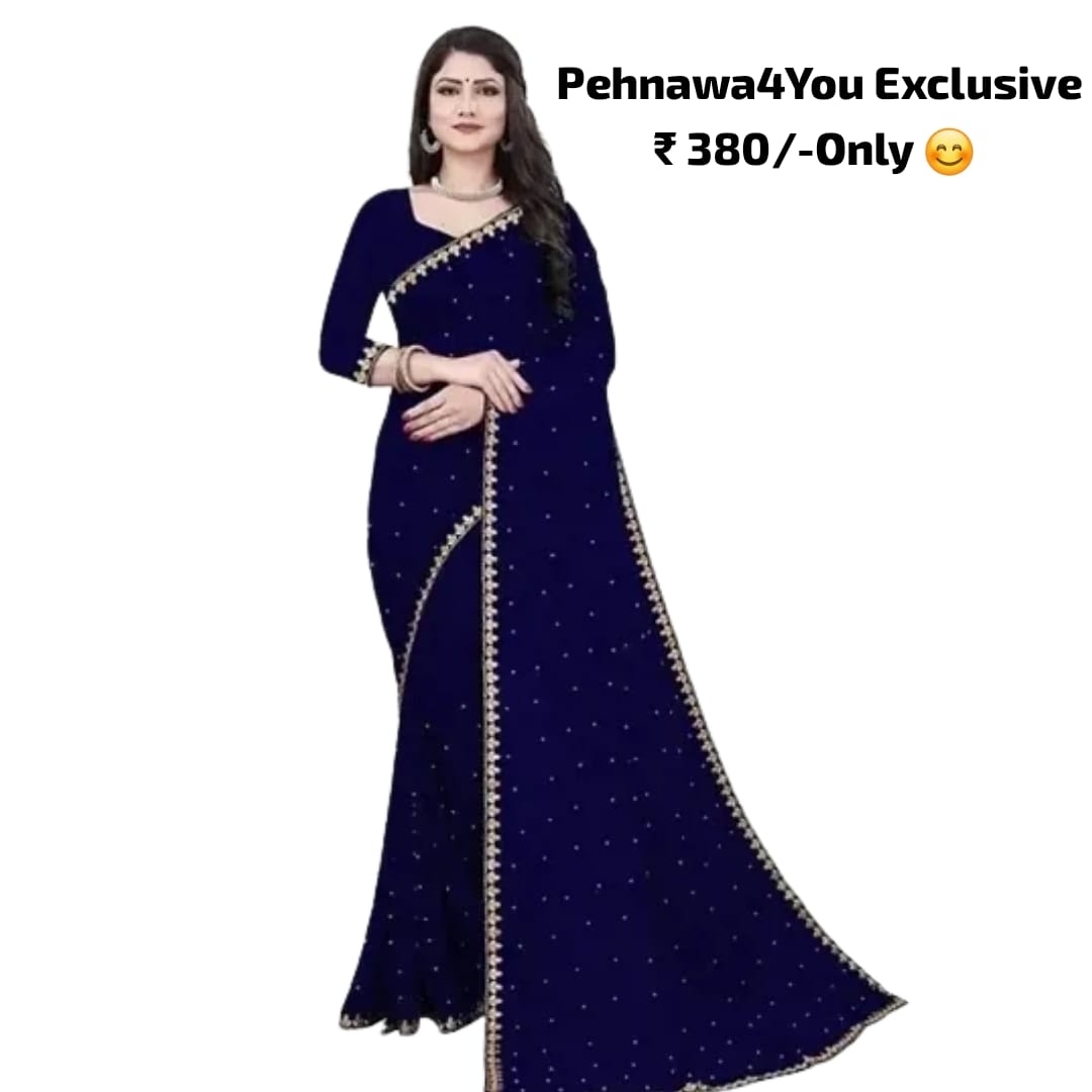 Beautiful Lycra Embellished Saree F - 1