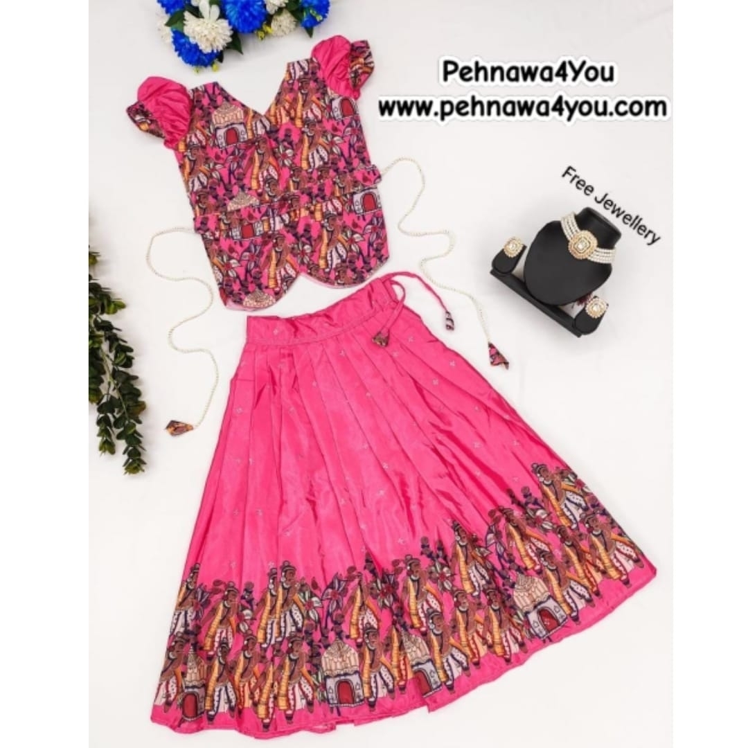 Beautiful Sequins Embroidered Stitched Lahenga Choli With Free Jewellery A - 1