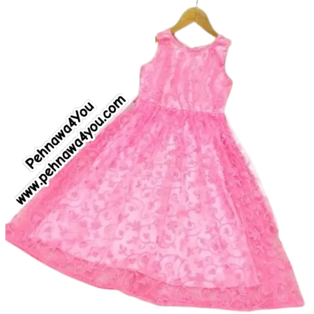 Net Embroidered Gown Dress C - 1