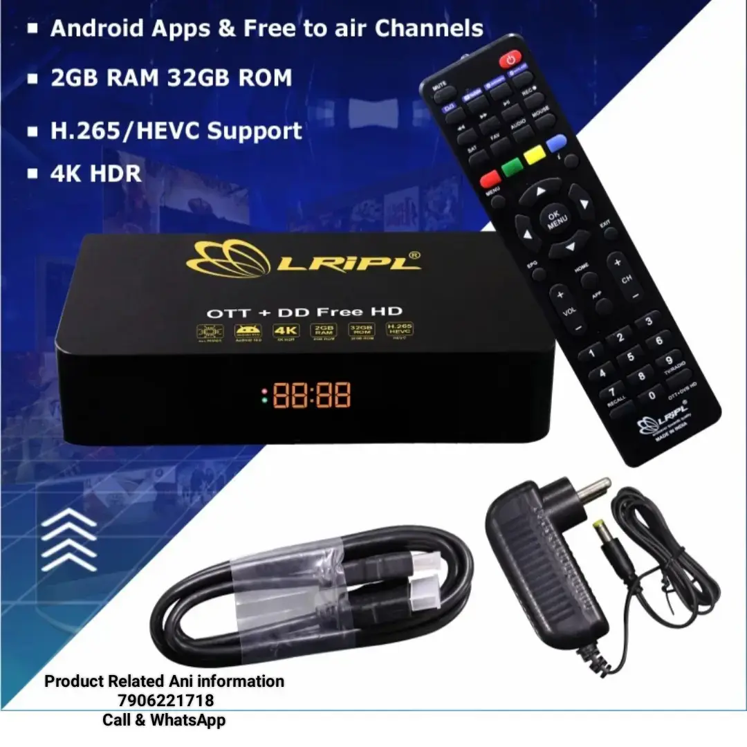LRIPL 2-in-1 Smart Hybrid TV Box with DD Free Dish HD (OTT+DVB S2) 2GB  RAM,32GB