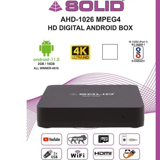SOLID AHD-1026 Android 10 4K TV Box + Free OTT