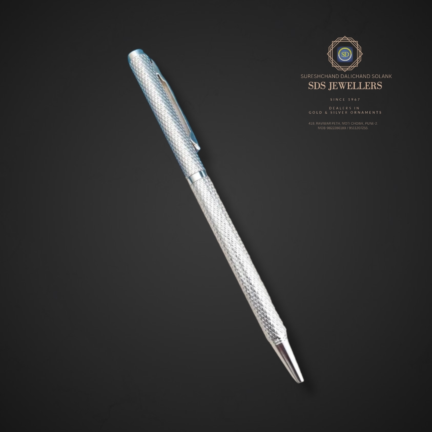 Pure Silver 925 Pen Dotted Design Silver Pen