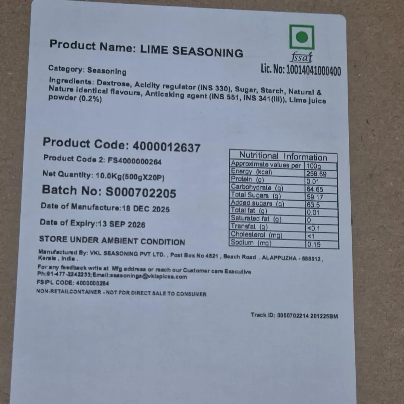 thilina lakmal　送料分 Buy Lime Seasoning Vkl Brand Spring Burst 500g Pkt Rs 10 Kgs