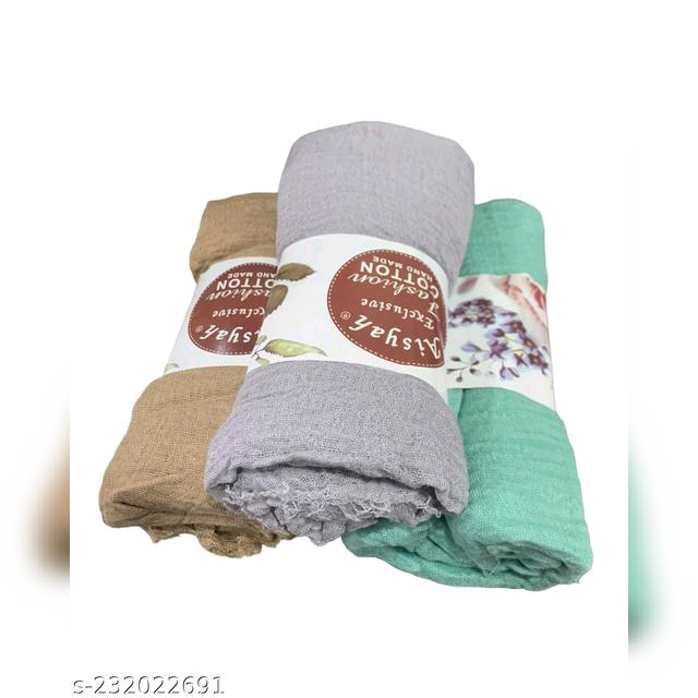 Premium Crinkle Cotton Hijab Set of 3 Combo: 4 - 1