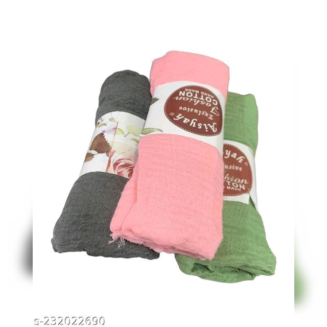 Premium Crinkle Cotton Hijab Set of 3 Combo: 6 - 1
